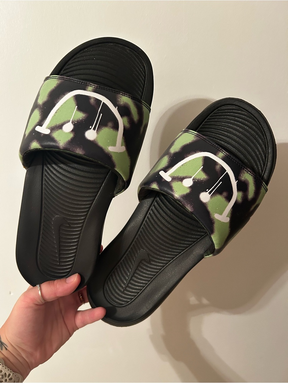 Nike Black & Green Camouflage Slide Sandals -Men’s
